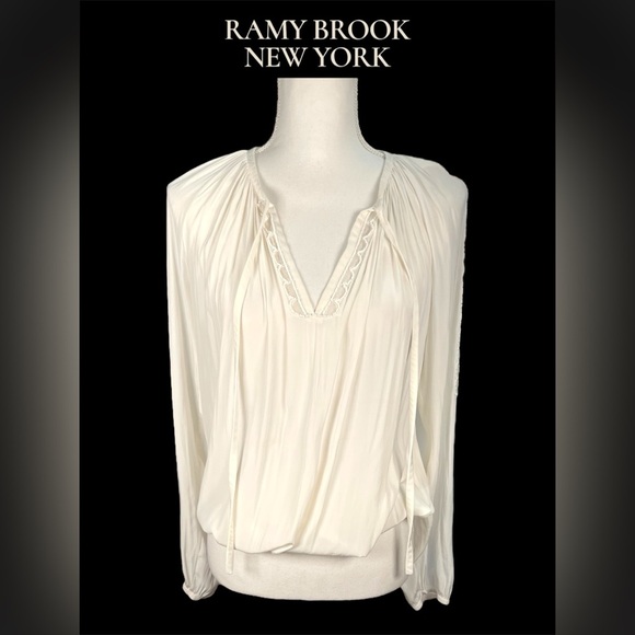 Ramy Brook | Long Sleeve Tassel Tie Blouse - Picture 1 of 8